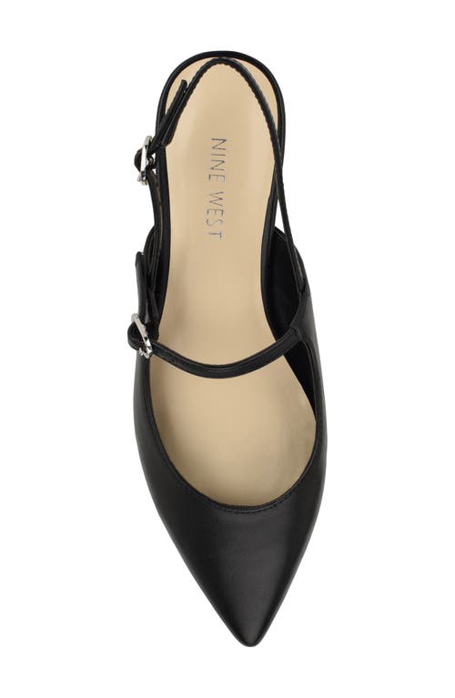 Nine West Daved Pointed Toe Slingback Flat In Black
