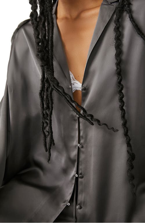 Free People Dreamy Days Solid Pajama Set In Washed Black In Black