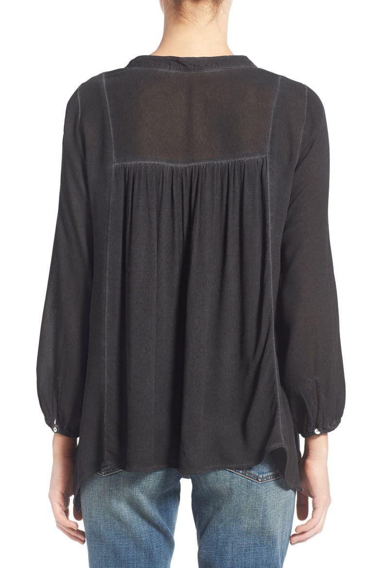Washed Peasant Blouse, Alternate, color, WASHED BLACK