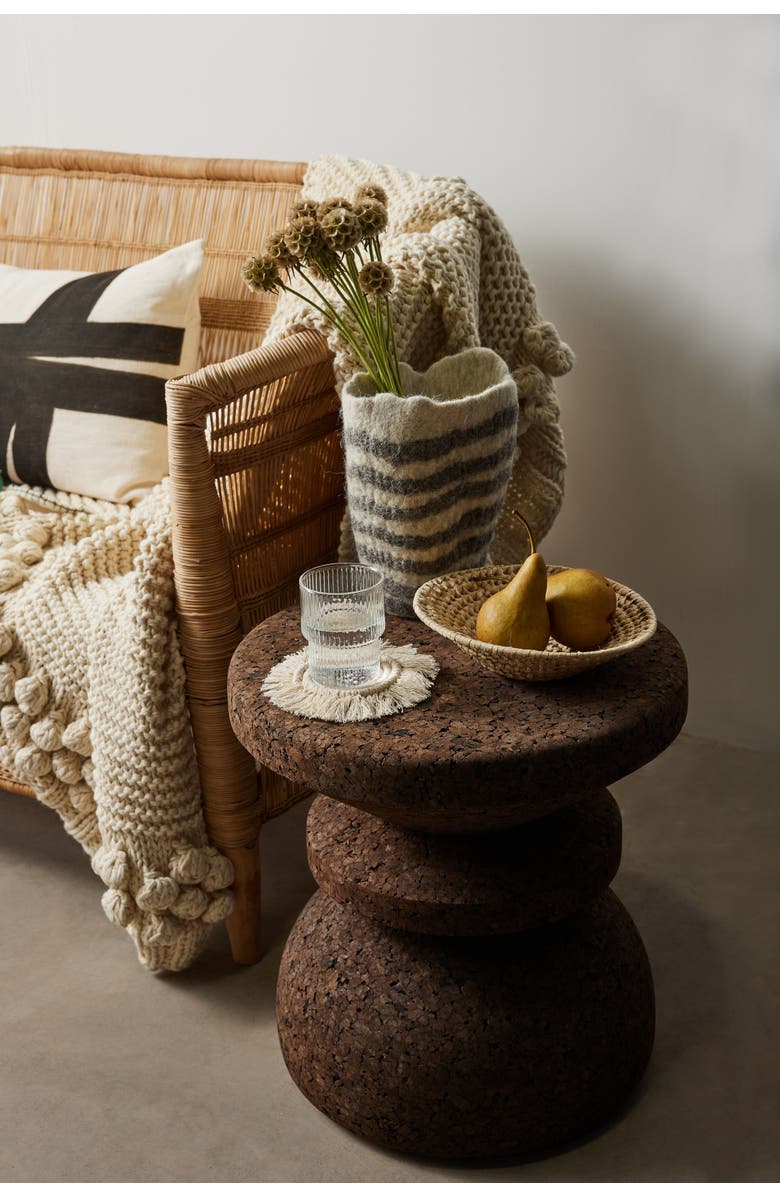 kanju Interiors Hand-Felted Woven Wool Table Vase, Main, color, Pathways