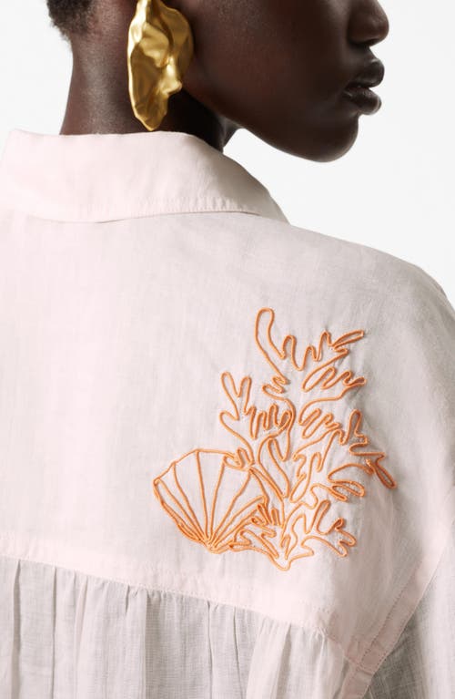 & Other Stories Embroidered Sheer Button-up Shirt In Pink