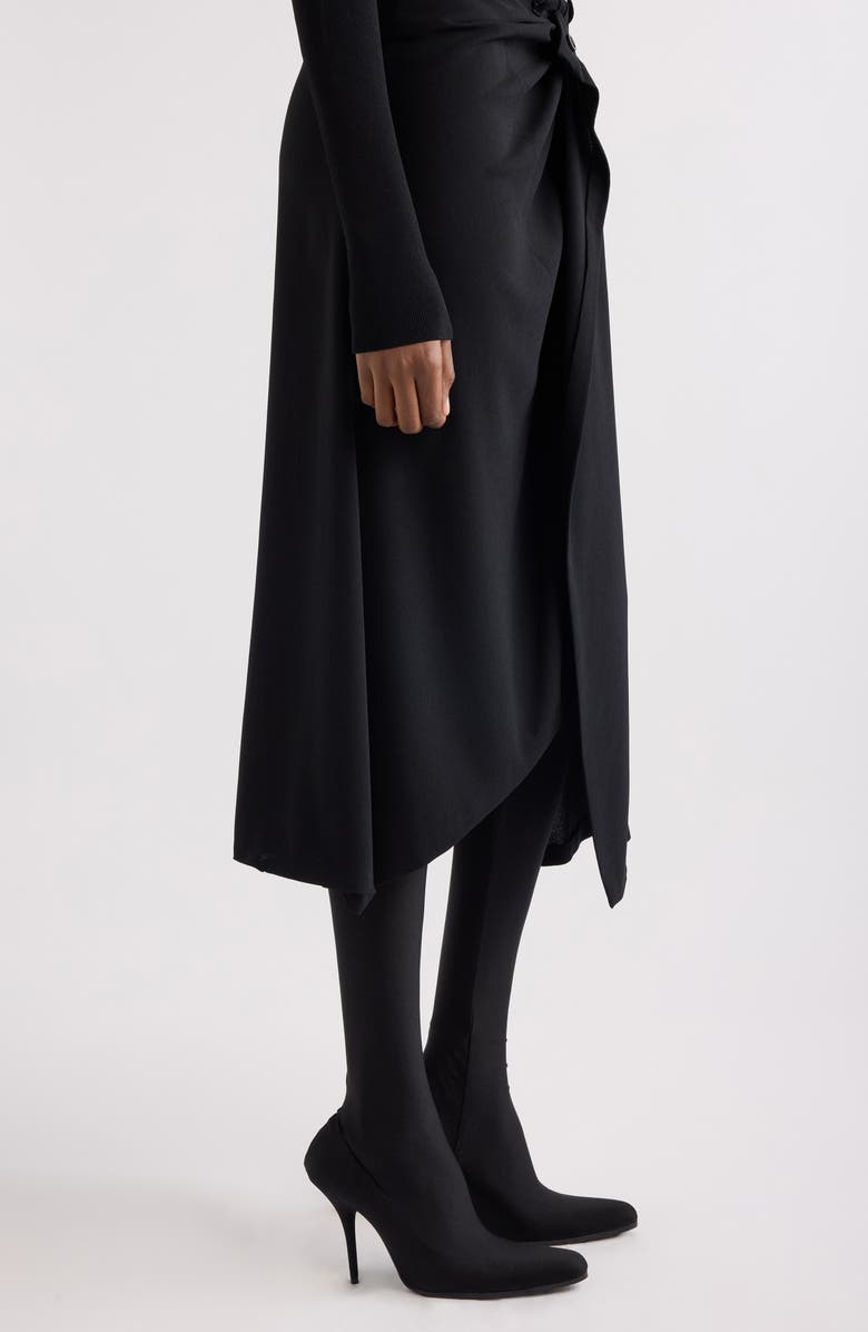Balenciaga Draped Tailored Crepe Skirt, Alternate, color, 1000 Black