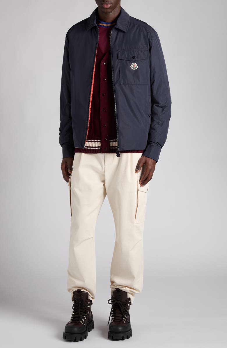 Moncler Pleated Cotton Stretch Twill Cargo Trousers, Alternate, color, Baby Powder