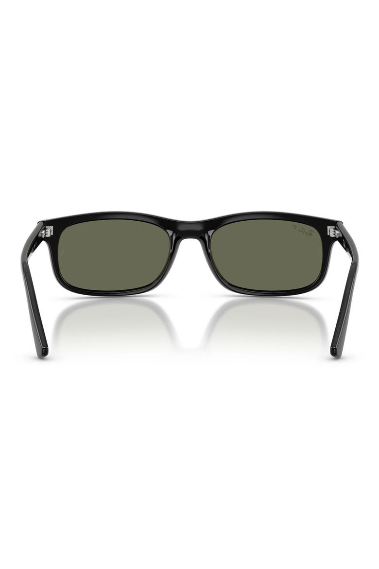 60mm Polarized Rectangular Sunglasses, Alternate, color, BLACK / POLAR GREEN
