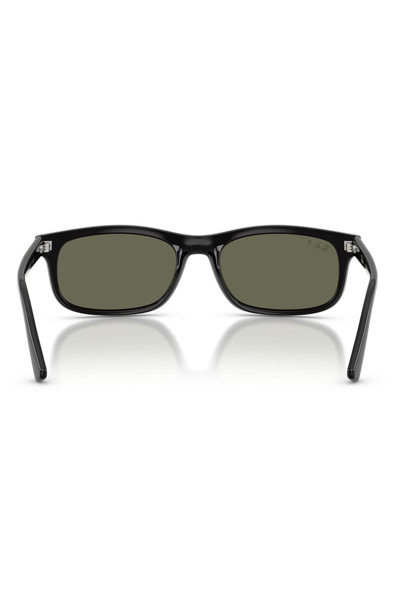 Ray-Ban 60mm Polarized Rectangular Sunglasses, Alternate, color, Black / Polar Green