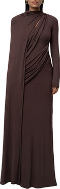 JLUXLABEL Draped Elegance Long Sleeve Gown