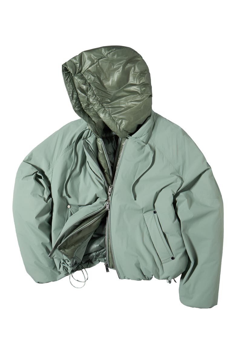 Tegan Water Repellent Layered Down Bomber Jacket, Alternate, color, DUSTY JADE