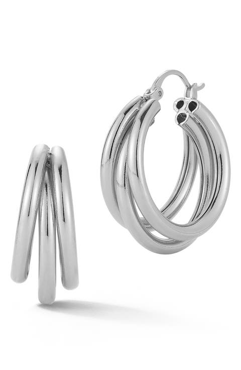 Triple Row Hoop Earrings