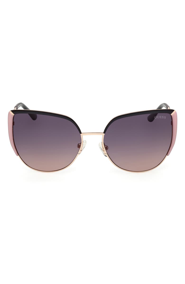 GUESS Cat Eye Sunglasses, Main, color, Black/ Other / Gradient Smoke
