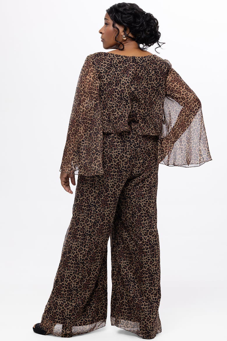Scoop Neck Wide Leg Animal Print Plus Size Jumpsuit, Alternate, color, Animal Print