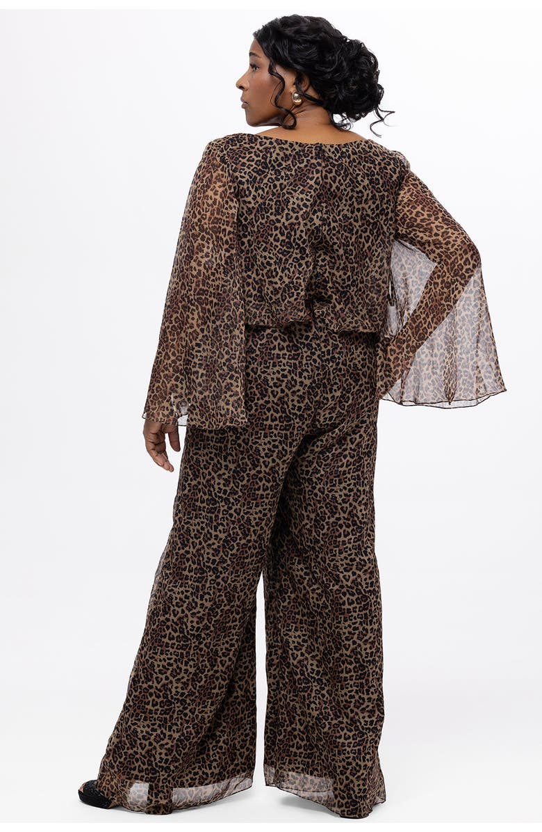 Celebrations by Sydney's Closet Scoop Neck Wide Leg Animal Print Plus Size Jumpsuit, Alternate, color, Animal Print