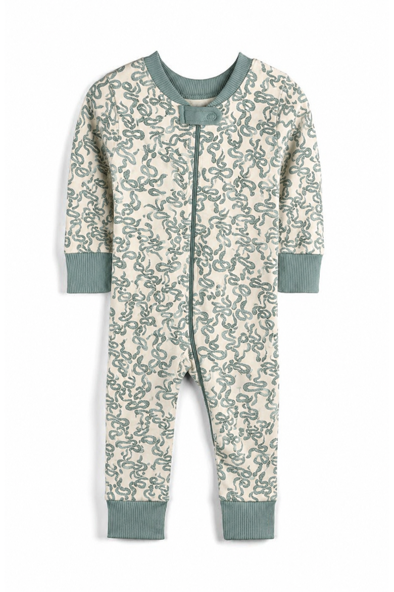 100% Organic Cotton Print Snug Fit Baby Pajamas, Main, color, Cozy Coils