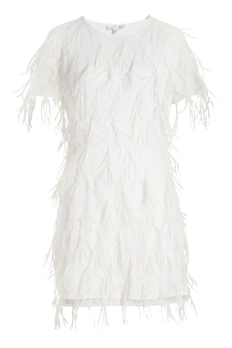Rana Feather Minidress, Alternate, color, WHITE