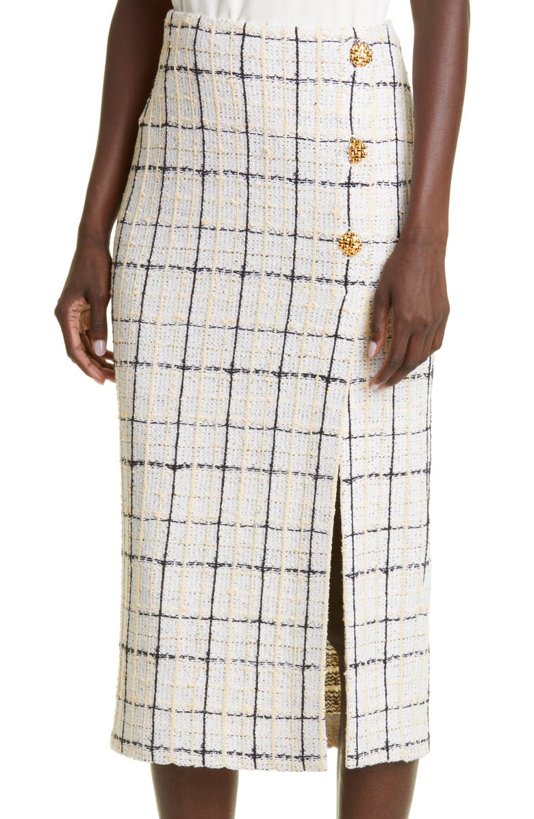 St. John Collection Check Bouclé Tweed Knit Wrap Skirt, Alternate, color, 