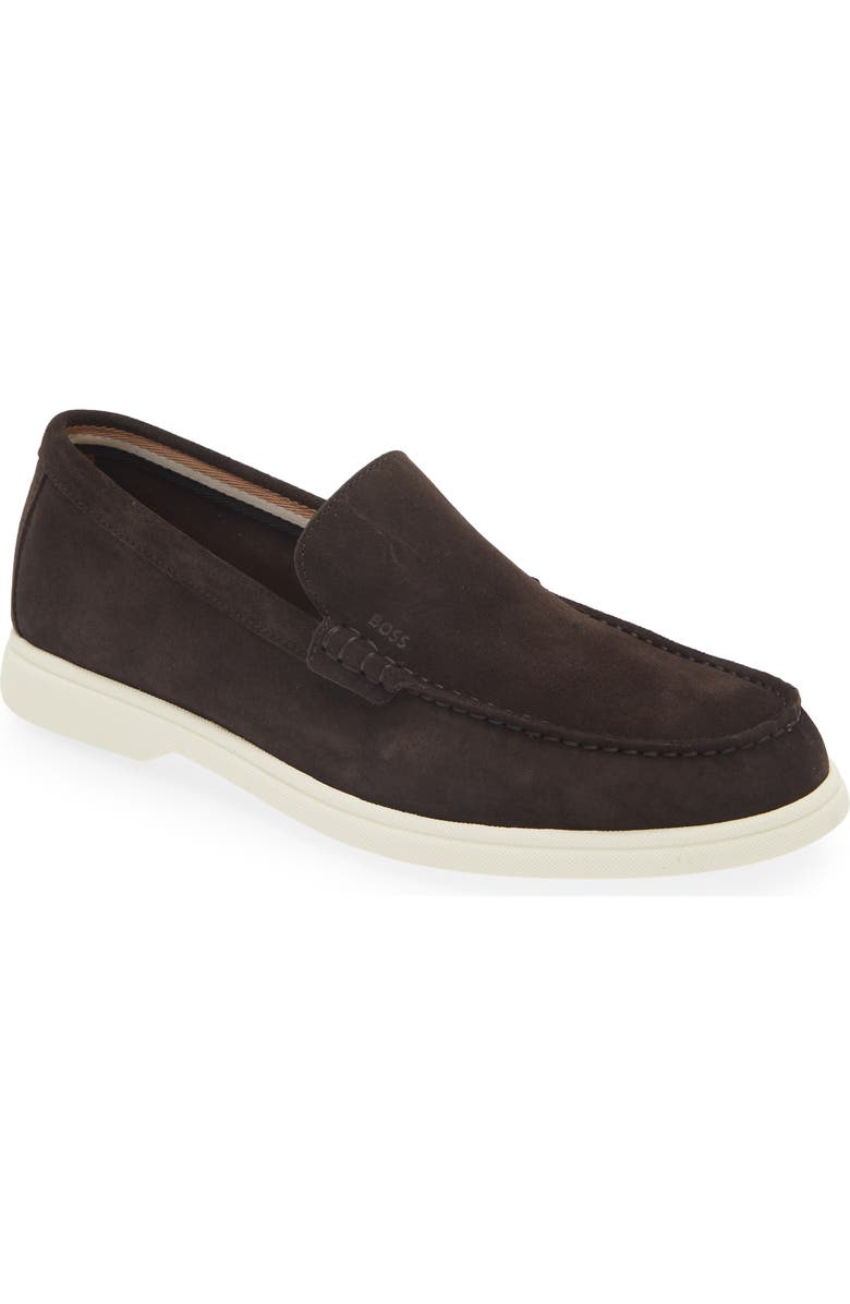 BOSS Sienne Moc Toe Loafer, Main, color, Dark Brown