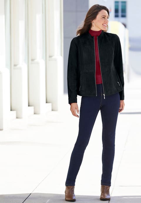 Suede Zip-Front Jacket (Plus)