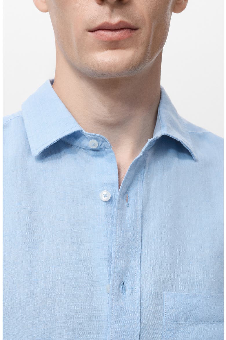 Classic Fit Linen & Cotton Button-Up Shirt, Alternate, color, SKY BLUE