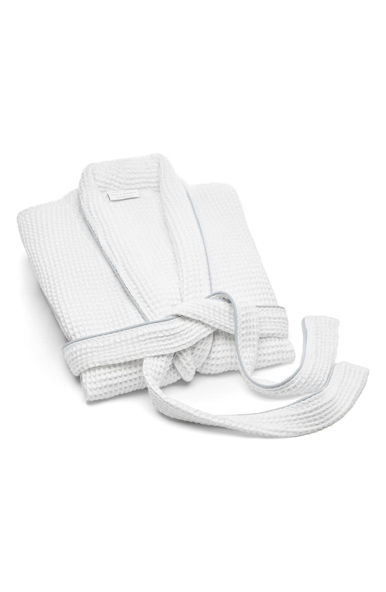 Boll & Branch Organic Cotton Waffle Robe, Main, color, White/ Shore