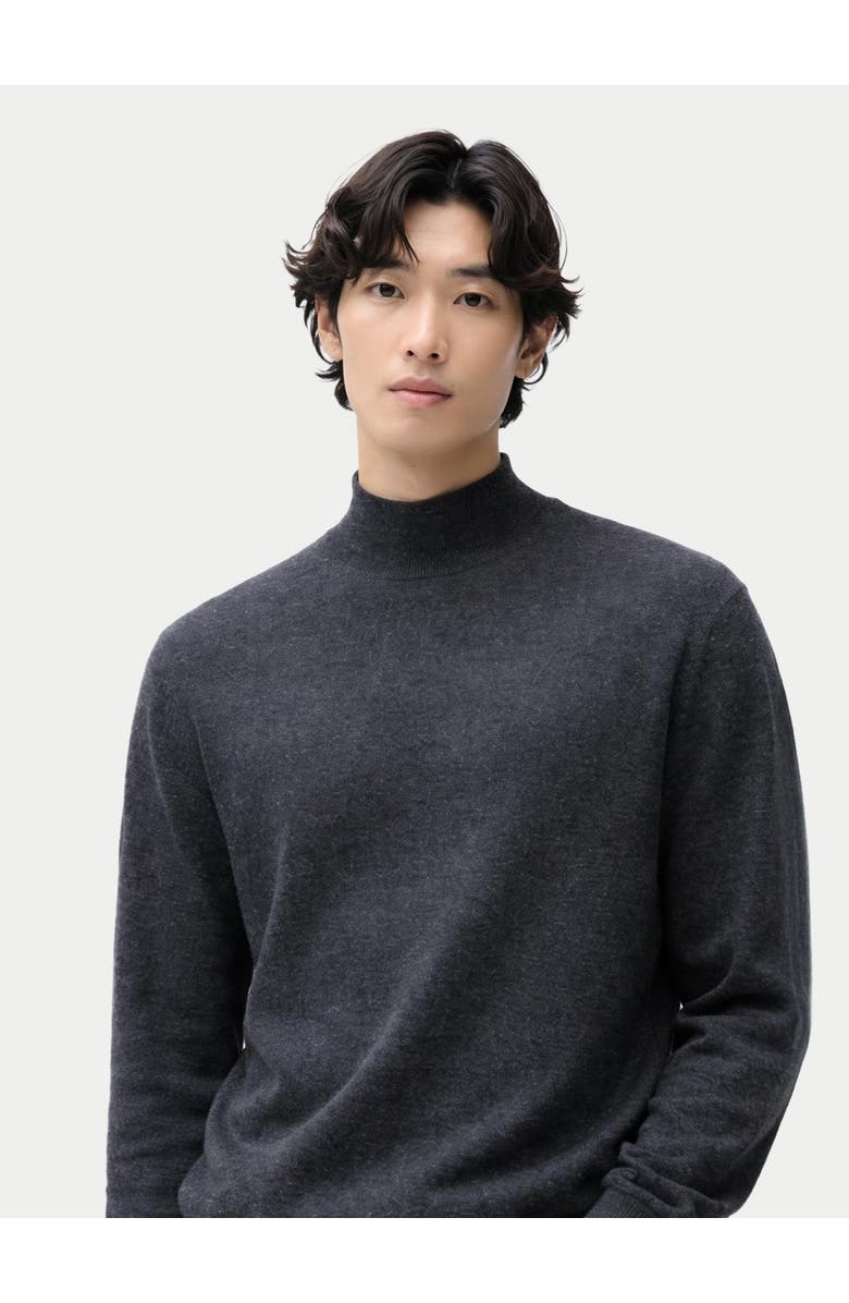 Gobi Cashmere Timeless Mock Neck Cashmere Sweater, Alternate, color, Charcoal