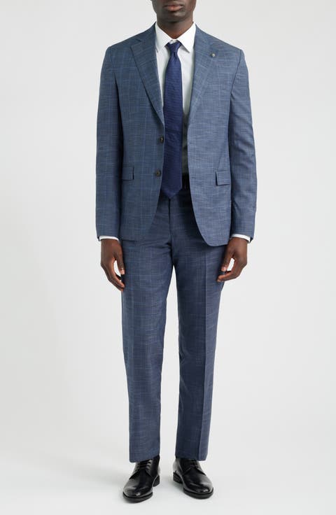 250th Capsule Mason Regular Fit Blue Mélange Windowpane Check Wool & Silk Suit
