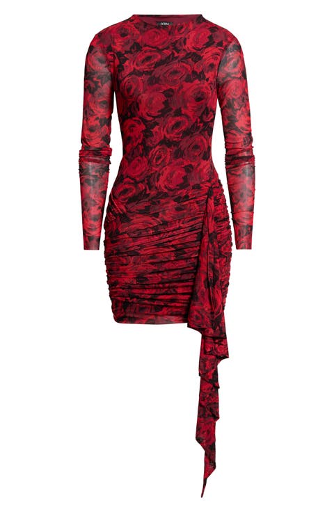 Melise Long Sleeve Floral Print Body-Con Dress