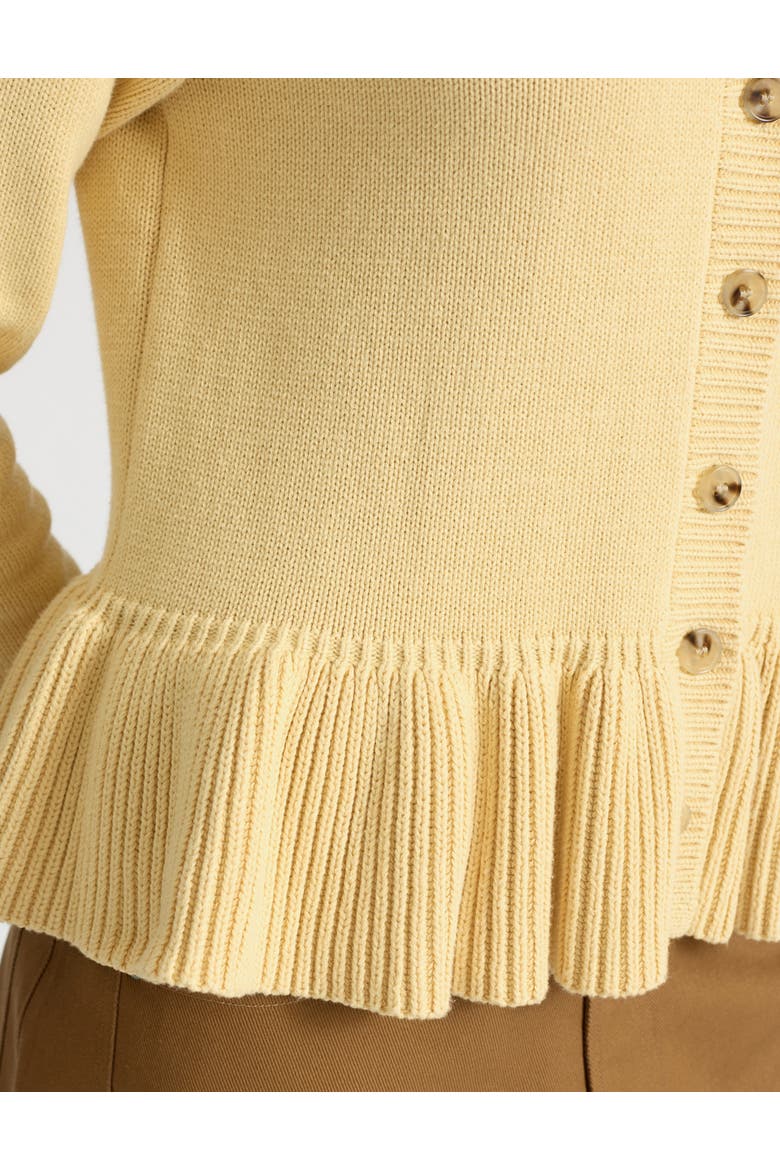 Peplum Cotton Cardigan, Alternate, color, Lemon