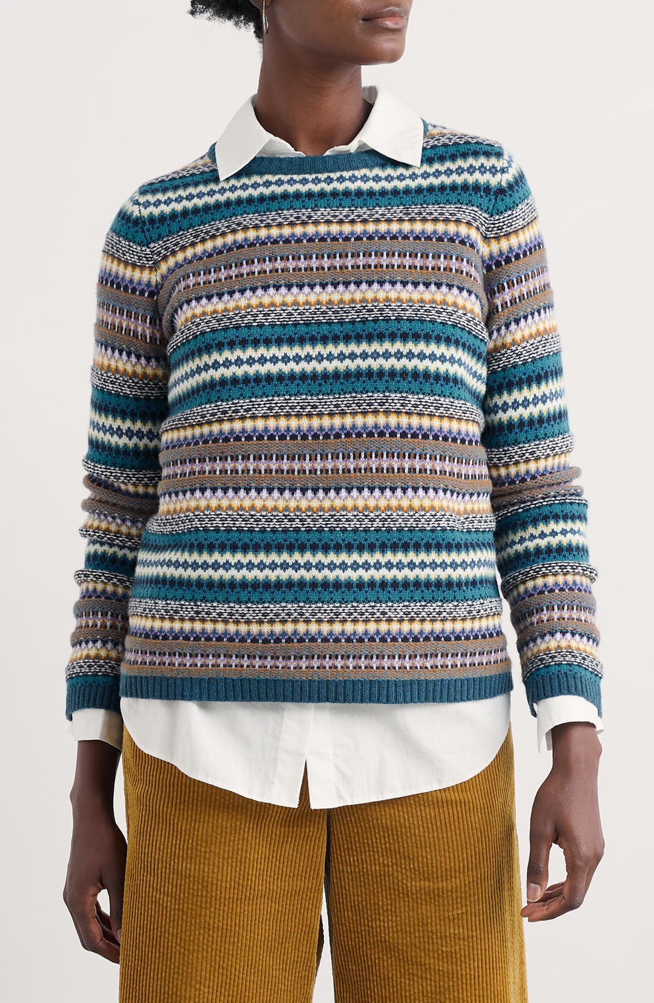 Percella Cove Fair Isle Merino Wool Blend Sweater