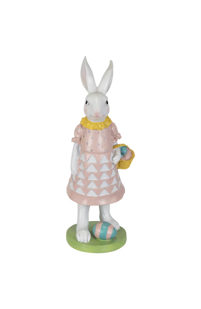 Northlight Girl Bunny with Easter Basket Outdoor Garden Statue - 12", Alternate, color, Pink