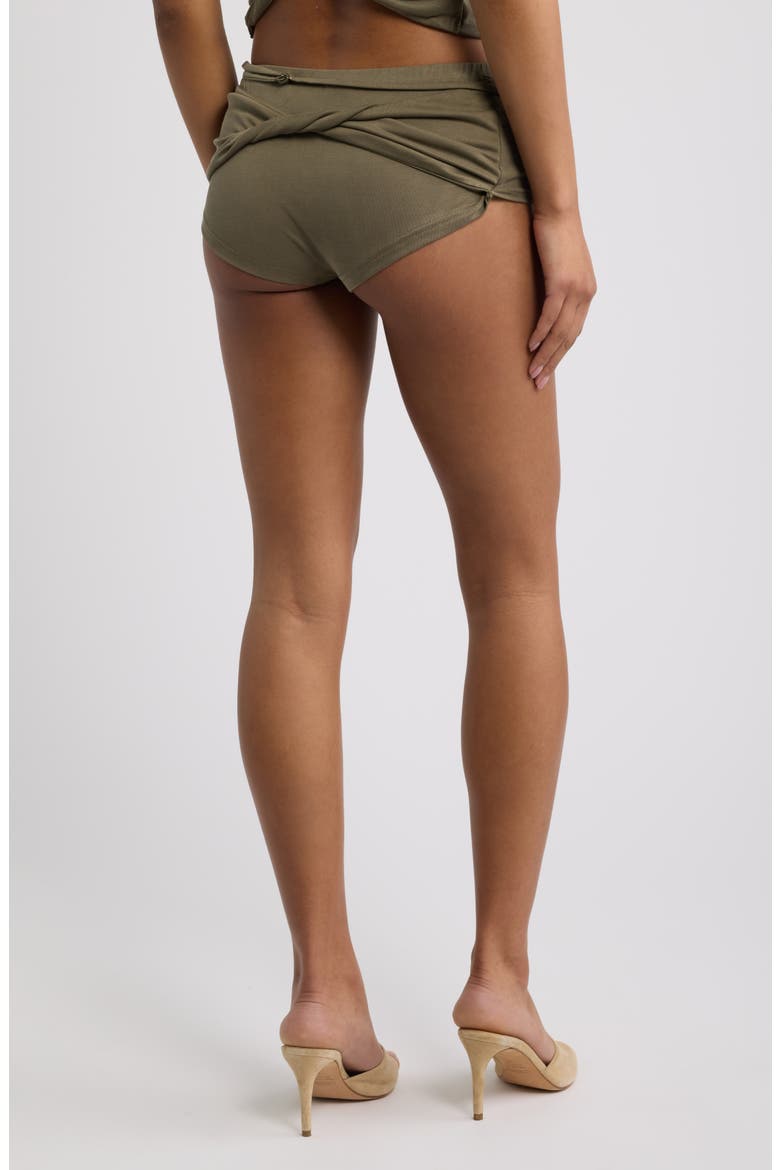 Kireza Twist Mini Shorts, Alternate, color, KHAKI
