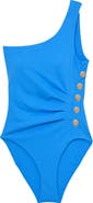Reiss Palma Pleated One-Shoulder One-Piece Swimsuit