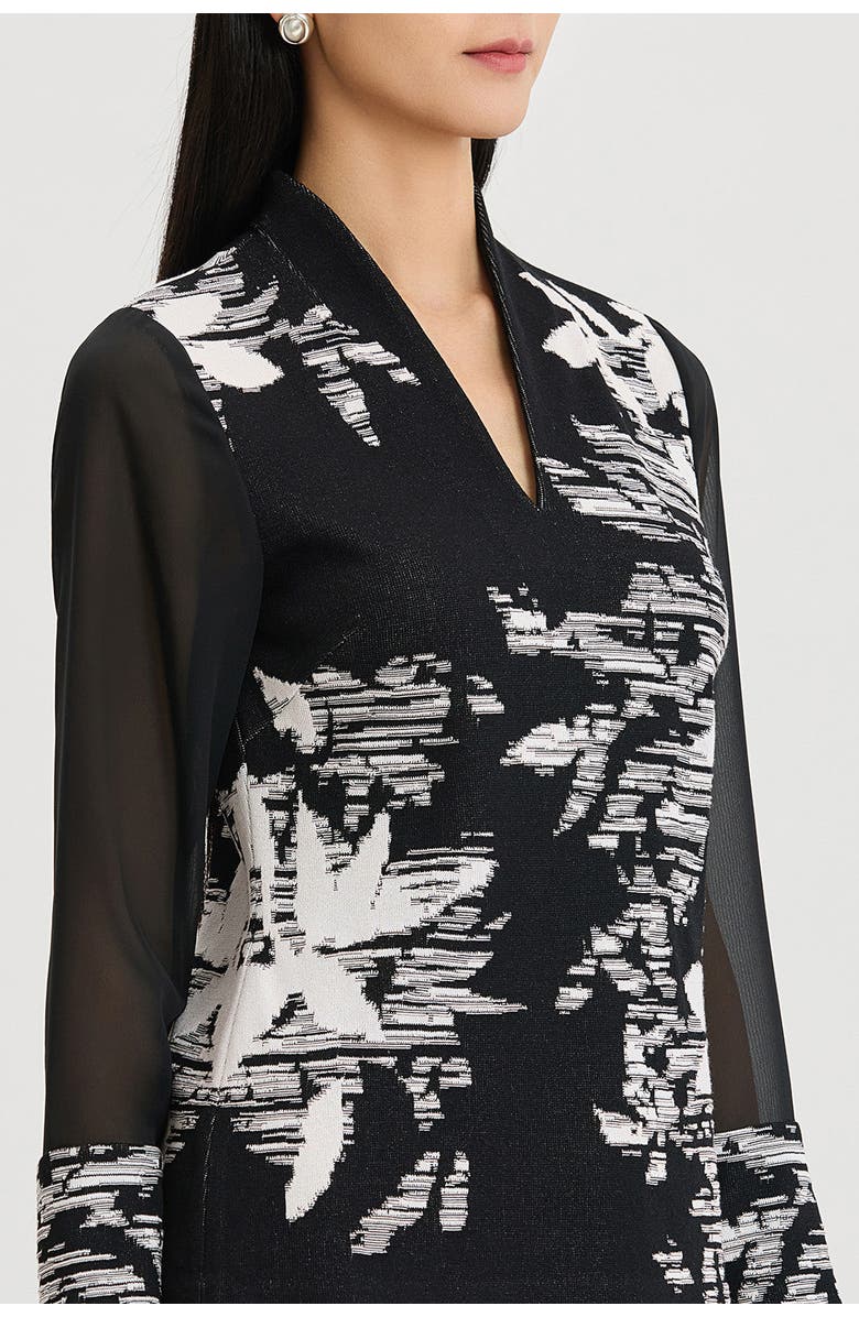 Ming Wang Mixed-Media Floral Jacquard Knit Tunic, Alternate, color, 