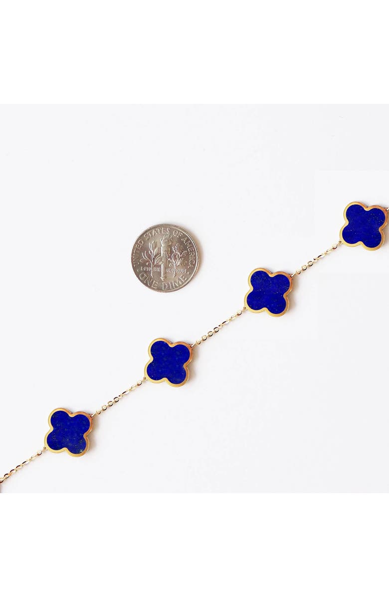 The Lovery Fine Jewelry Large Lapis Clover Bracelet, Alternate, color, Lapis