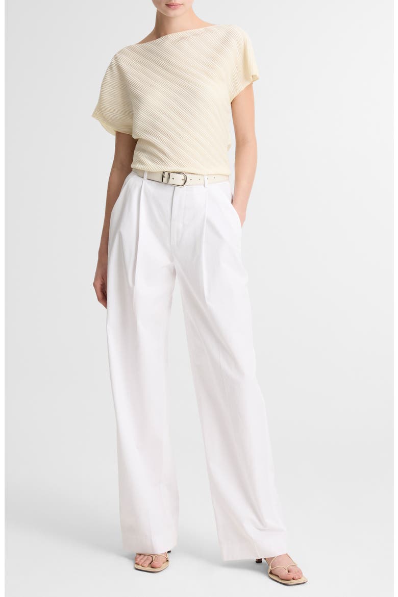 Diagonal Pleat Satin Top, Alternate, color, PORCELAIN