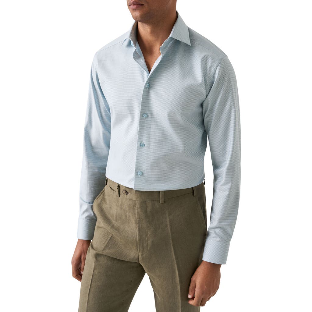 Eton Slim Fit Microprint Cotton Dress Shirt In Green