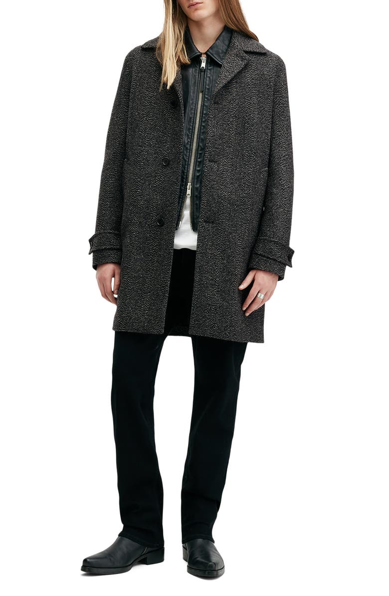 AllSaints Fincher Wool Blend Coat, Alternate, color, Brown