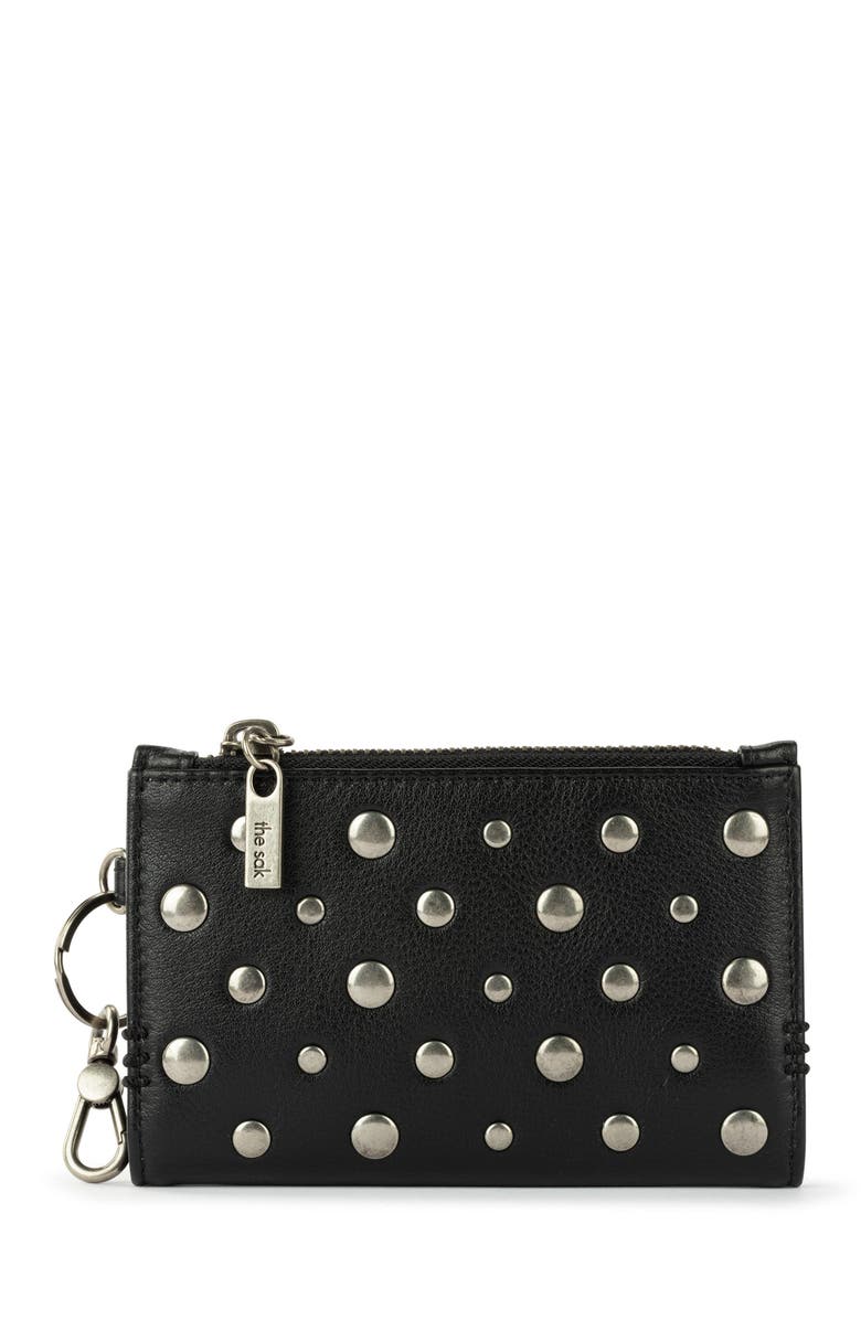 The Sak Encino Leather Card Wallet, Main, color, Black Silver Stud
