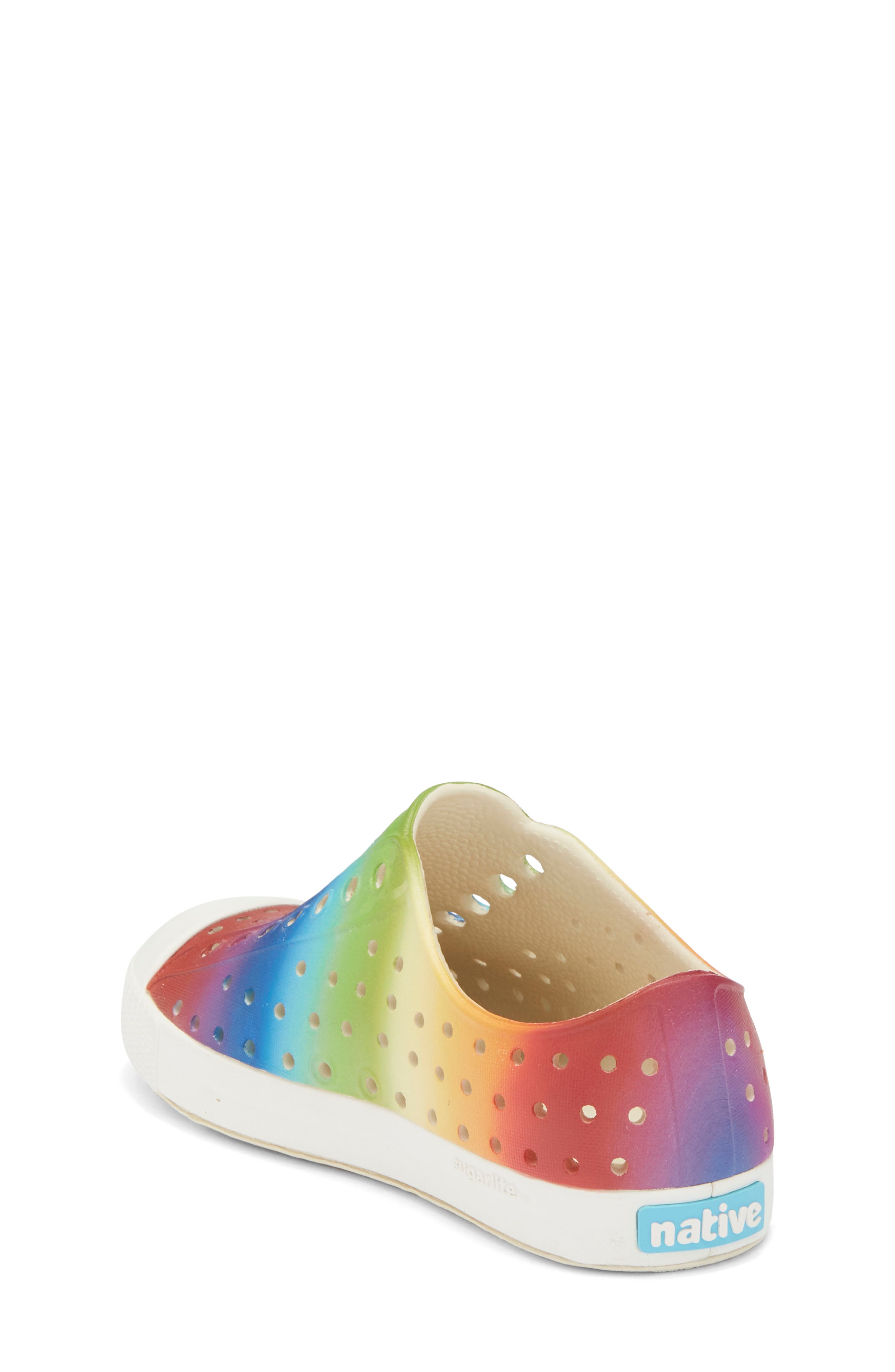 Native Shoes Jefferson Water Friendly Perforated Slip-On, Alternate, color, Shell White/ Rainbow Gradient