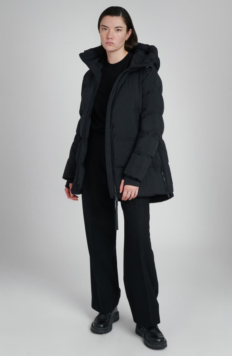 The Recycled Planet Company Orva Water Resistant Hooded Down Puffer Jacket, Alternate, color, Black