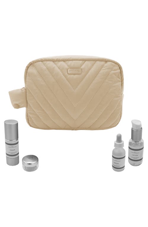 Mytagalongs Ellie Quilted Cosmetic Bag In Cream