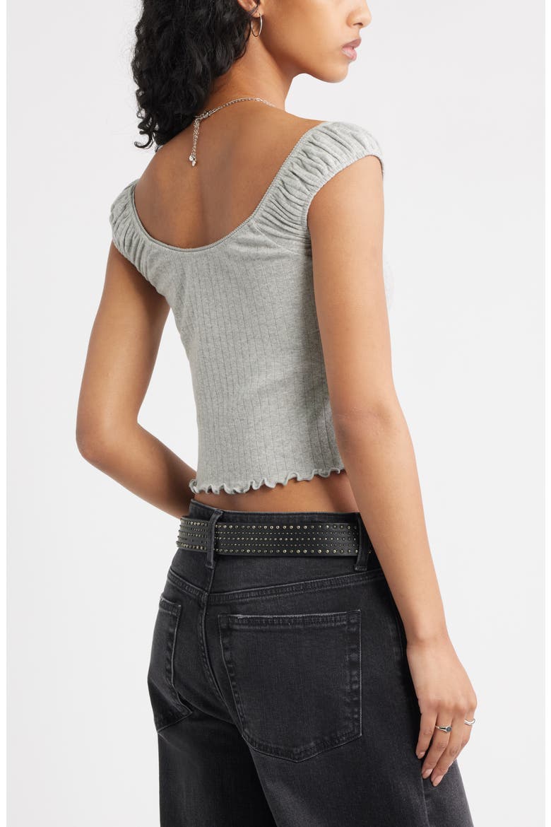 Pointelle Cap Sleeve Top, Alternate, color, GREY SOFT HEATHER