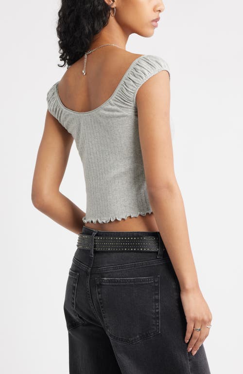Bp. Pointelle Cap Sleeve Top In Gray
