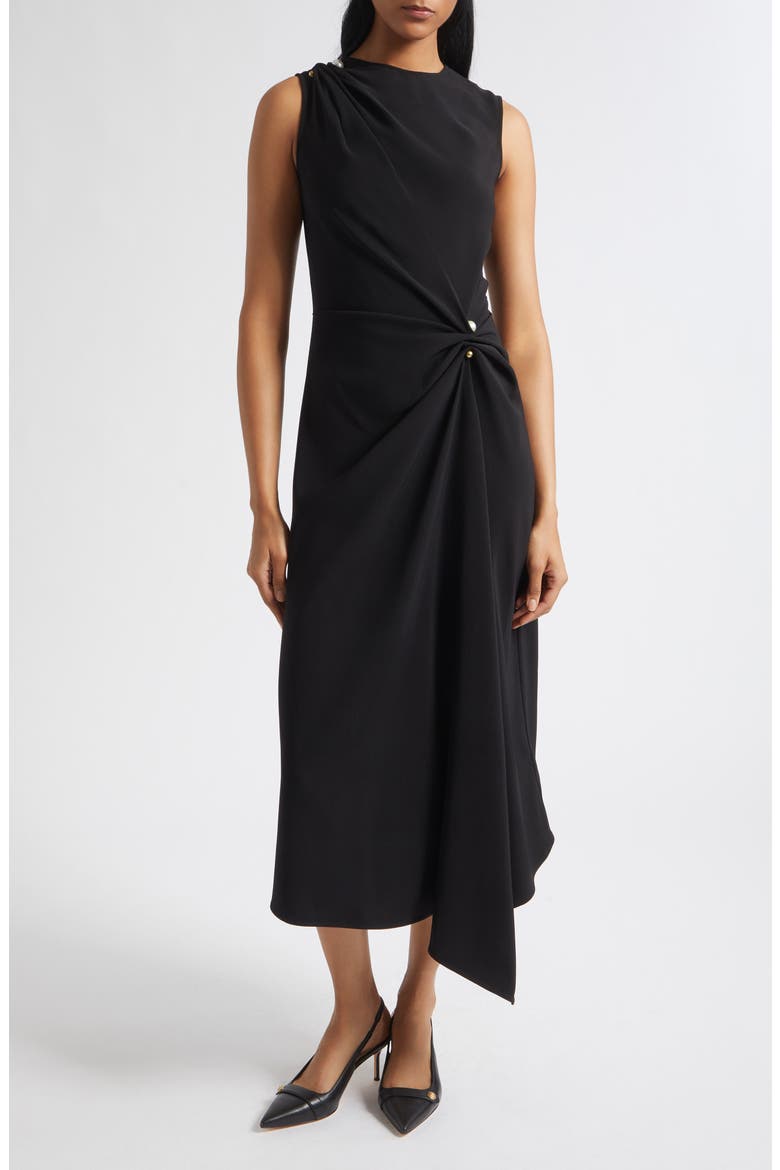 Freja Sleeveless Twist Midi Dress, Main, color, BLACK