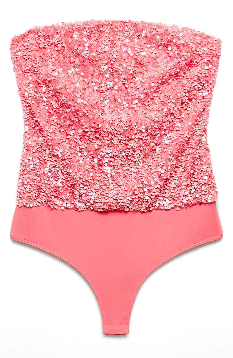MANGO Strapless Sequin Bodysuit, Alternate, color, 