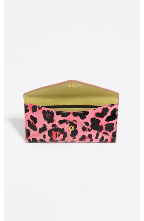 Bimba Y Lola Textured Shiny Leopard Flap Card Holder In Pink