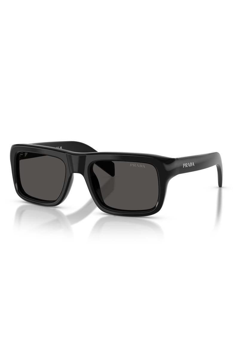 Prada 56mm Rectangular Sunglasses, Alternate, color, Black / Dark Grey