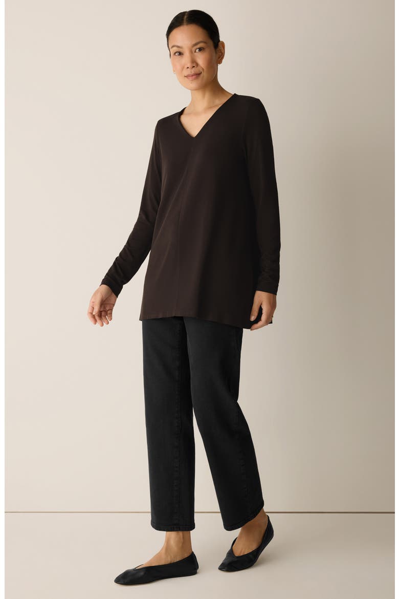 Long Sleeve V-Neck Tunic Top, Alternate, color, COFFEE