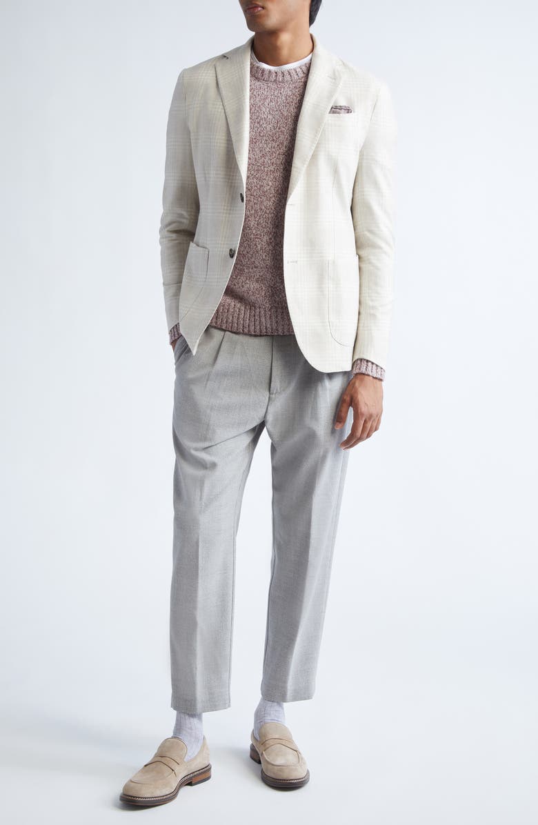 Eleventy Plaid Wool, Silk & Cashmere Soft Jacket, Alternate, color, 02 Sand