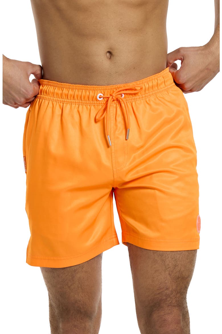 Neon Vivid Orange Swim Trunks, Alternate, color, ORANGE