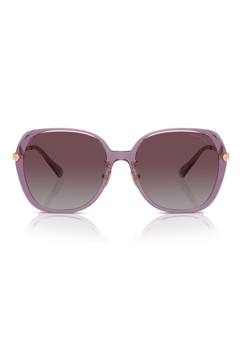 59mm Gradient Polarized Square Sunglasses, Main, color, PURPLE