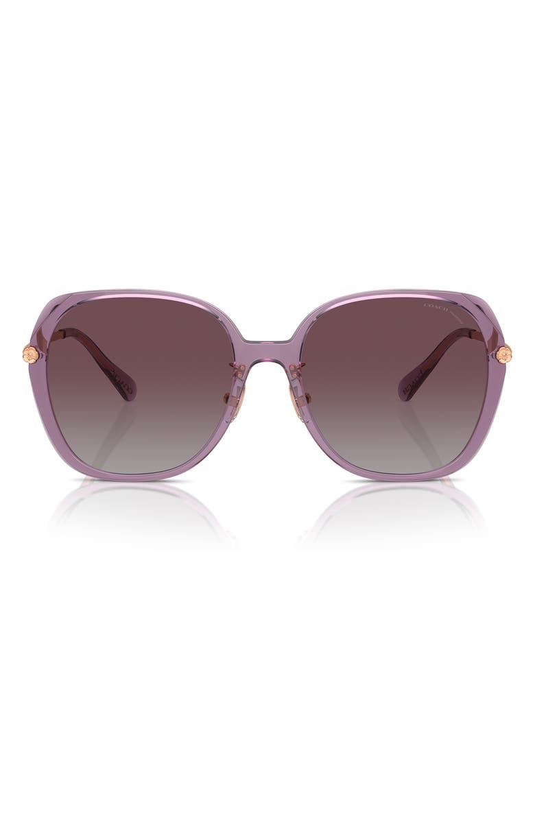 COACH 59mm Gradient Polarized Square Sunglasses, Main, color,